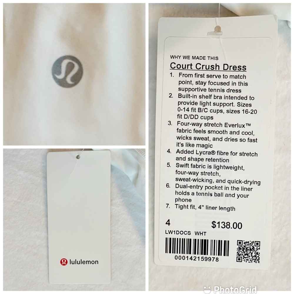 Lululemon NWT White Court Crush Tennis Cottagecore Skort Dress Heritage, size 4 - Picture 15 of 16